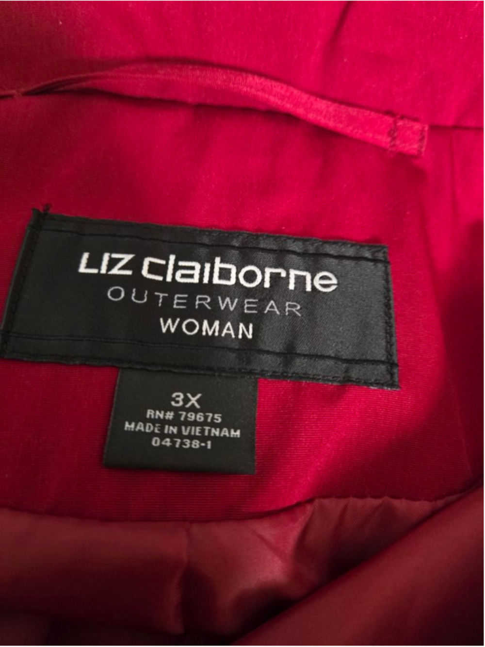 Clearance Women's Liz Claiborne Wine Color Water Resistant Hooded Trench Coat 3X - Picture 10 of 15